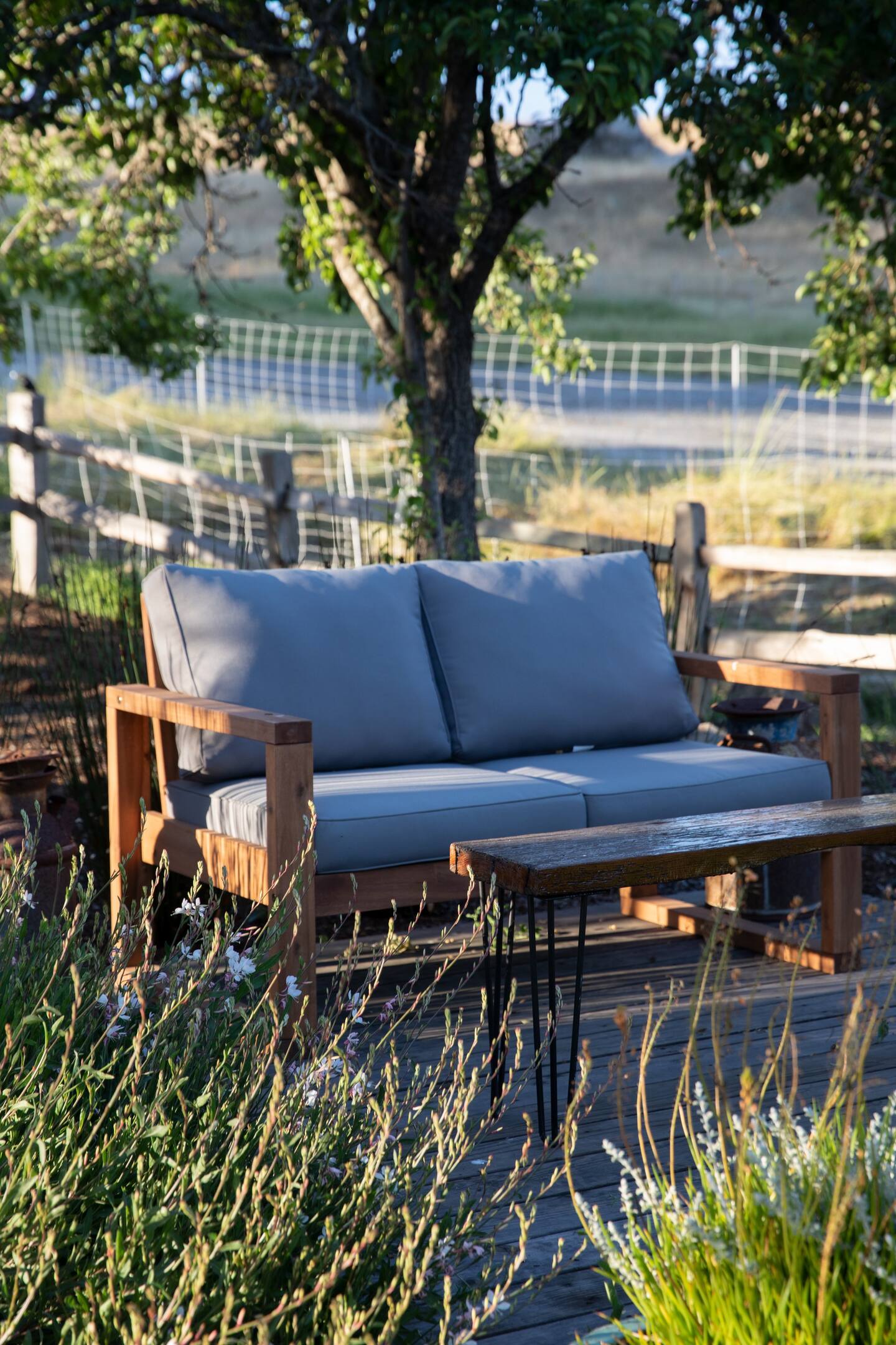 Seating in the garden.