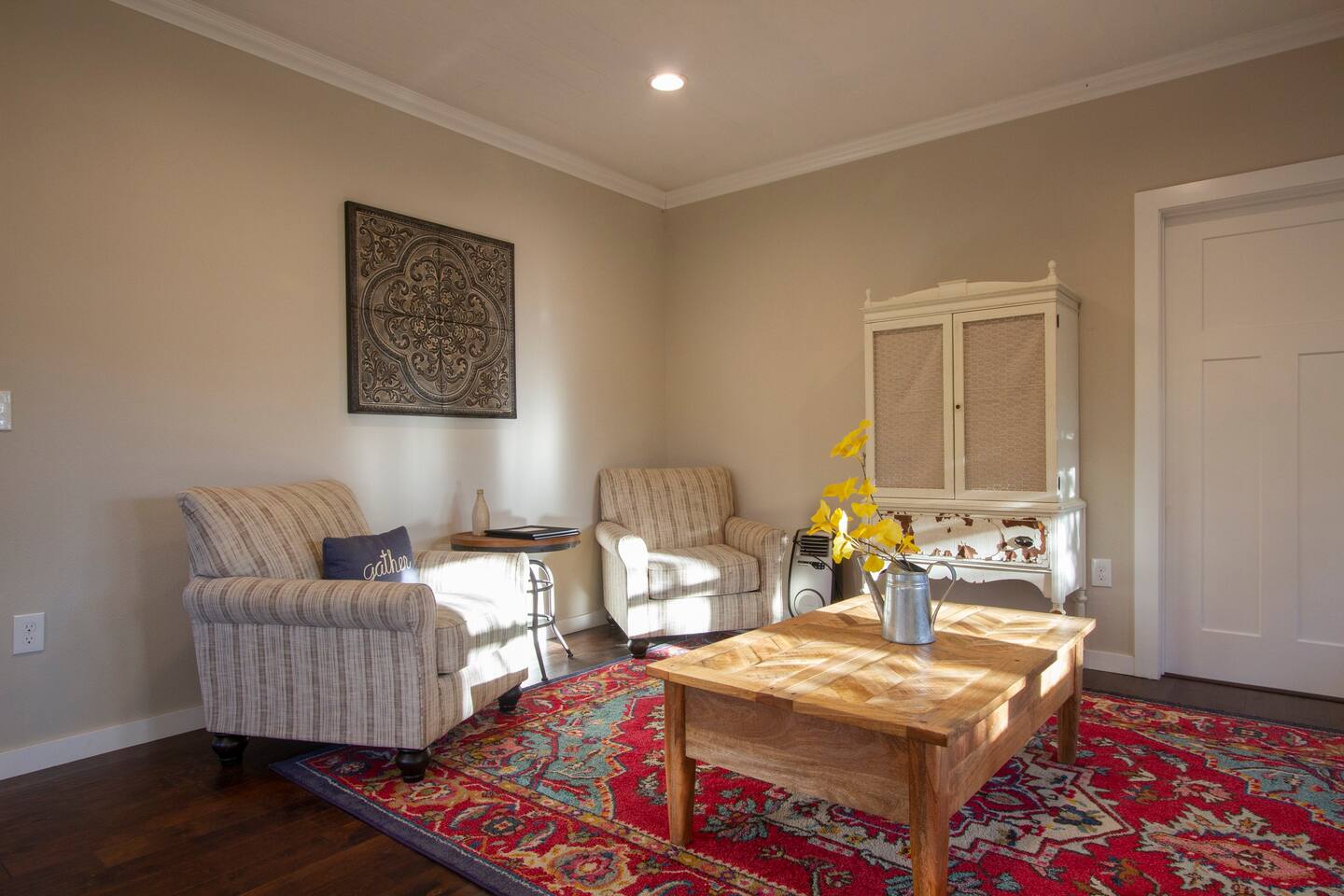 Reading chairs in the family room.