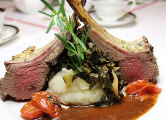 Rack of Lamb with Pinot Noir Infused Honey Rosemary Sauce