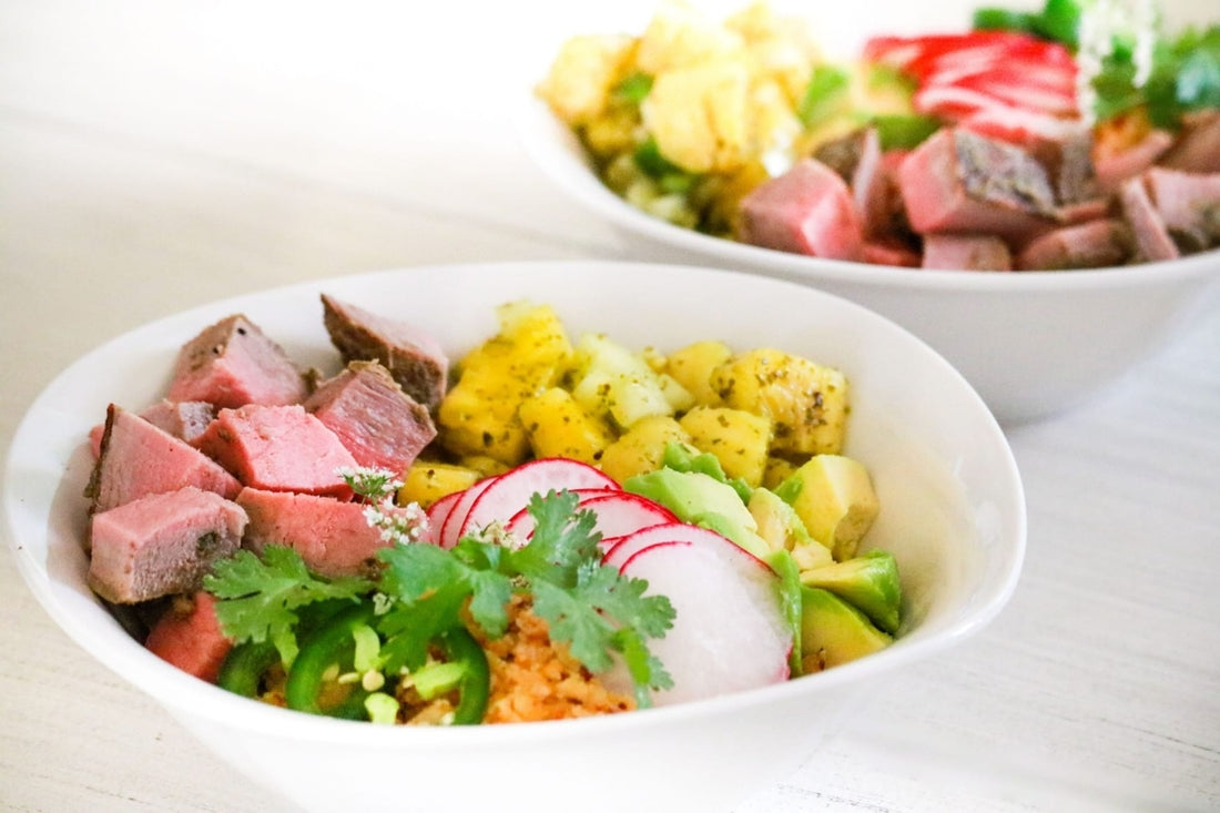 Paleo Steak Bowl with Pineapple-Jalapeño Salsa