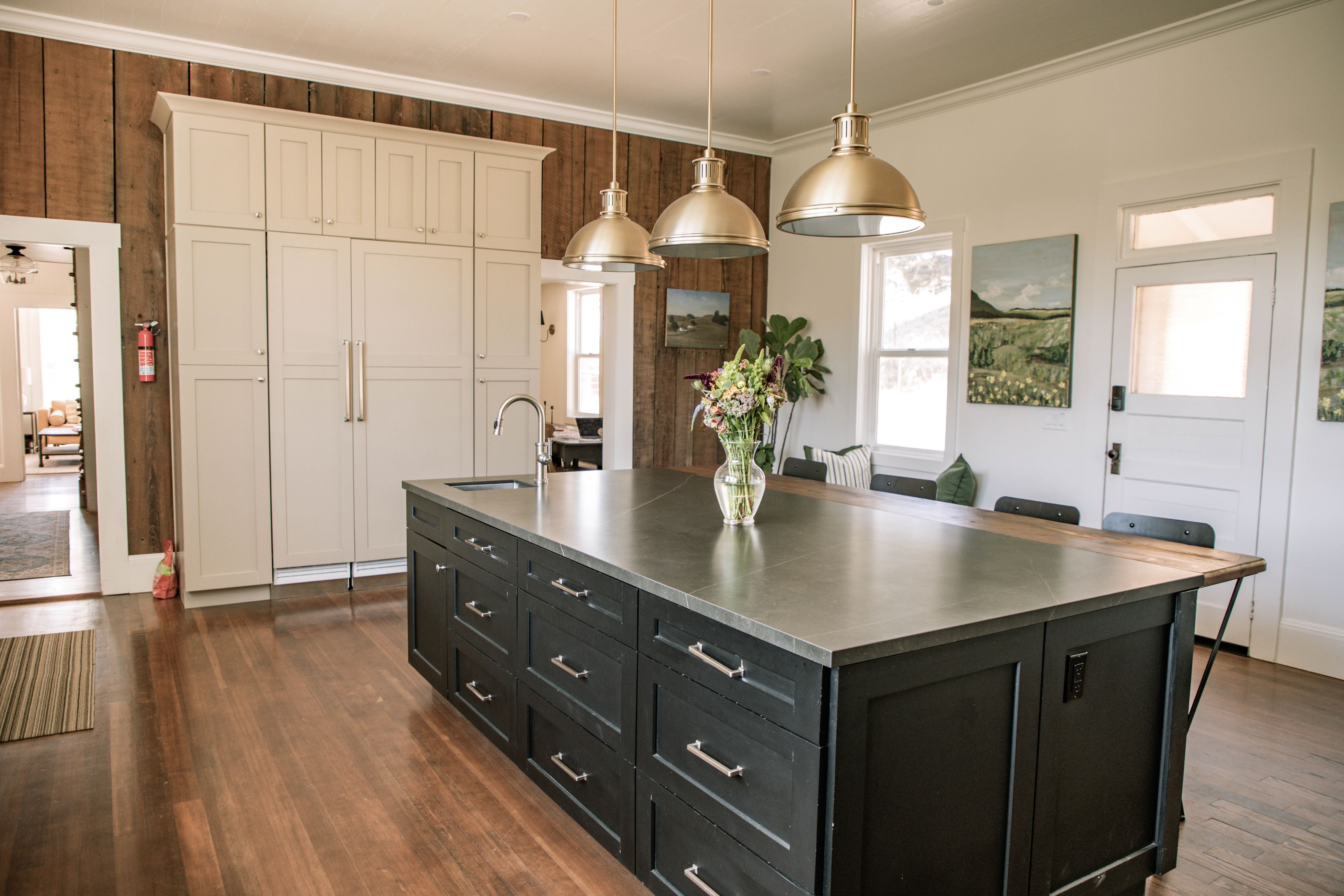 Built-in refrigerator and freezer. 