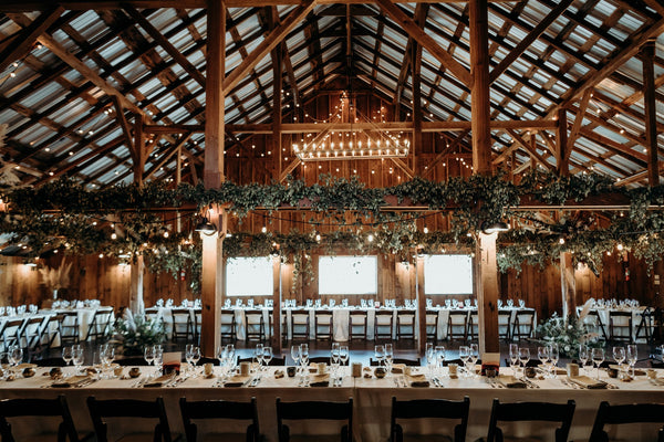 Wedding reception with dancing in the barn