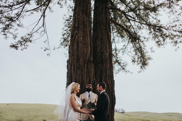 Beautiful spring wedding ceremony at the ranch